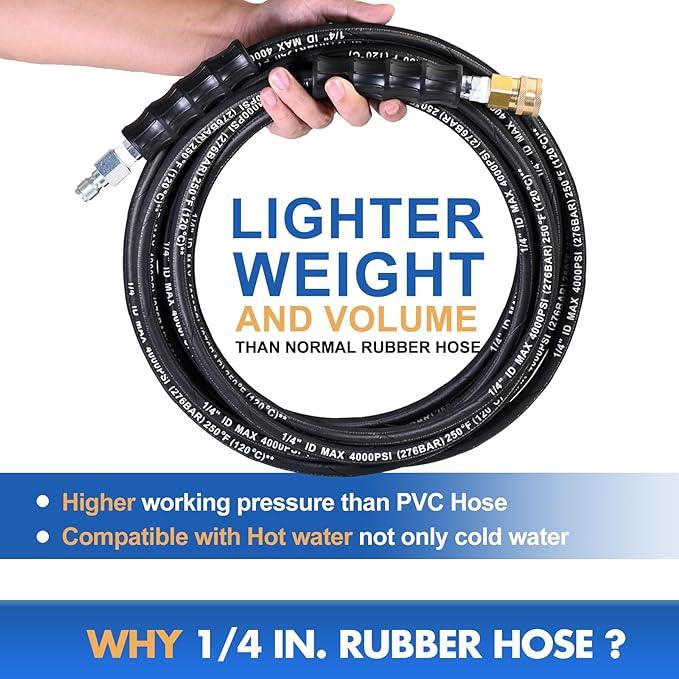 Detailers Warehouse | 1/4" x 50ft 3/8" Kink Resistant Braided Rubber Hose w/Swivel QC - Detailers Warehouse