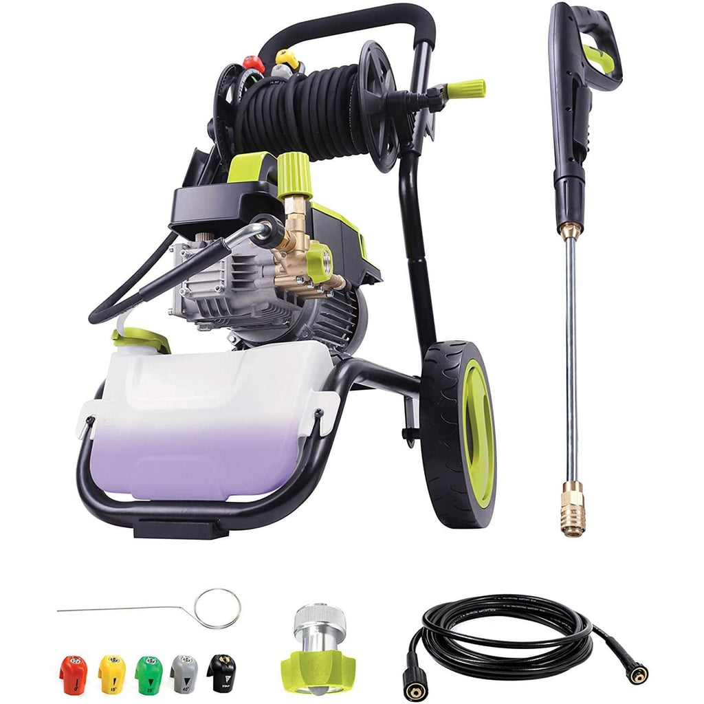 Sun Joe SPX9006-PRO 2.15 HP 1300 PSI 2 GPM Commercial Pressure Washer with Roll Cage and Hose Reel - Detailers Warehouse