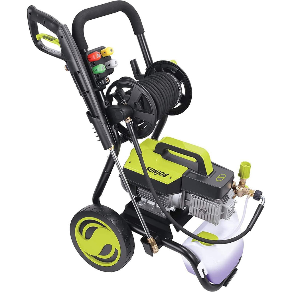 Sun Joe SPX9006-PRO 2.15 HP 1300 PSI 2 GPM Commercial Pressure Washer with Roll Cage and Hose Reel - Detailers Warehouse